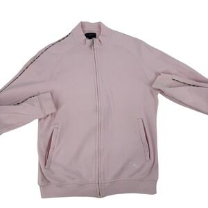 Burberry Golf Track Jacket Women M Pink Nova Check Trim Full Zip Mock Neck Logo